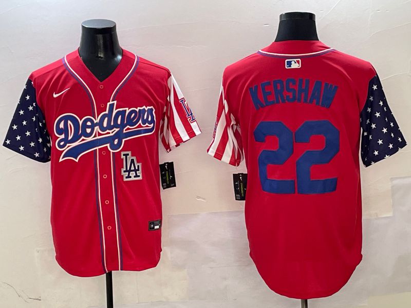 Men Los Angeles Dodgers 22 Kershaw Red a generation of national flags Joint name 2025 Nike MLB Jersey style 11